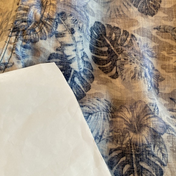 Men's Tommy Bahama blue gray leaf linen blend elastic waist chino shorts size M - Picture 8 of 8